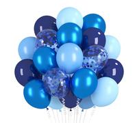 Palloncini Blu, 60 Pezzi Palloncini Confetti Metallizzato Blu, Palloncino Azzurro Baby Blue Navy per Compleanno Ragazzo, Matrimonio, Cerimonia Di Passaggio All'Età Adulta, Fidanzamento, Baby Shower