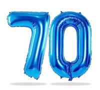 Palloncini blu con numero 70, 100 cm, grandi palloncini in lamina blu numero 7 e 0 per ragazzi, palloncini autogonfianti per 70° compleanno per uomini di 70 anni, decorazioni per feste di compleanno,