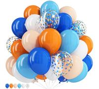 Palloncini blu e arancioni, 60 pezzi, 30,5 cm, arancione, bianco, blu navy, blu scuro, azzurro, oro, coriandoli per zampe, decorazioni per feste di compleanno, palloncini in lattice ad elio per arco