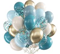 Palloncini Blu e Beige 60 Pezzi 12 Pollici per Battesimo, Compleanno, Matrimonio, Anniversari, Gender Reveal e Baby Shower - Lattice