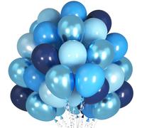 Palloncini Blu Metallizzati - 60 Navy Blue, Azzurro Pastello, Blu Perla - In Lattice Per Ragazzo Compleanno, Matrimonio, Baby Shower Decorazione
