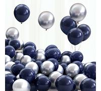 Palloncini blu navy e argento, 30 palloncini da 30 cm metallici in blu navy e argento spessi palloncini gonfiabili cromati metallizzati per compleanni, matrimoni, festival, feste di carnevale