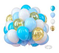Palloncini blu Oro Bianchi, 60 Pezzi 12 Pollici Palloncini Compleanno con Coriandoli, per Gender Reveal Bambino Compleanno Battesimo Cresima Laurea Partito Decorazione Festa