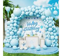 Palloncini Blu Pastello, 143 Pezzi Dimensioni Diverse Macaron Azzurri Blu Chiaro Arco Palloncini Kit con Nastro per Ragazzi Bambino Festa di Compleanno Baby Shower Fidanzamento Matrimonio Battesimo