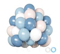 Palloncini blu polveroso, 50 palloncini blu polvere e bianchi da 30,5 cm, includono palloncino in ardesia bianca sabbia per compleanni, baby shower, addio al nubilato, matrimoni, rivelare il genere