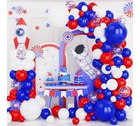 Palloncini Blu Rosso e Bianco, 131 pezzi Blu Reale e Bianco Arco di Palloncini Kit con Blu Rossi Coriandoli per Festa di Compleanno Baby Shower Matrimonio Bambini Battesimo Anniversario Decorazioni