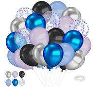Palloncini Blu Viola, 30 Pezzi 12 Pollici Bianco Blue Argento Nero Perlescente Metallo Fiocchi Di Neve Confetti Palloncino per Ragazzo Ragazza Adulto per Anniversario Compleanno Feste (Set B)