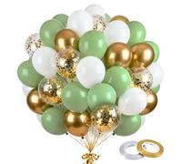 Palloncini Blu Viola e Argento, 60 Pezzi Set a Coriandoli Argento Metallizzato 12 Pollici con 2 Nastri per Compleanno, Matrimonio, Anniversario, Laurea, Baby Shower (Verde)