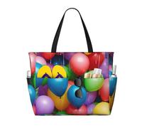 Palloncini colorati Blue Sky Print Beach Travel Bag Smart Pocket Tote Estate Vacanze Escursionismo Campeggio Attività all'aperto