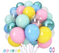 Palloncini colorati da 12 pollici, per compleanno, 60 pezzi, arcobaleno, rosa, verde, blu, giallo, trasparente, metallizzato, verde scuro, elio, per bambini, compleanno, sposa, baby shower, laurea,