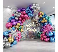 Palloncini Colorati Metallizzati 135 Pezzi Palloncini Colorati Misti Palloncino Rosa Blu Viola Argento Verdi Oro Palloncini Discoteca e Stella Esplosiva per Compleanno, Decorazione Discoteca