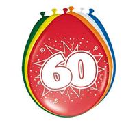 Palloncini colorati per feste e compleanni con numero 60 stampato Quantita': 8 Pezzi