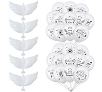Palloncini commemorativi bianchi 50pcs con 5pcs pace palloncini personalizzabili in lattice personalizzabile per il rilascio funebre di nozze di ricordo in sky evento decorazione