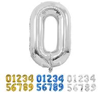 Palloncini Compleanno 0 Anni Argento Palloncino XXL Di 100 Cm Foil Gigante Numero 0 Numeri Gonfiabili Bambino Ragazzo Compleanno Anniversario Decorazione Feste (Argento)