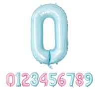 Palloncini Compleanno 0 Anni Blu Pastello Palloncino XXL Di 100 Cm Foil Gigante Numero 0 Numeri Gonfiabili Bambino Ragazzo Compleanno Anniversario Decorazione Feste (Blu Pastello)