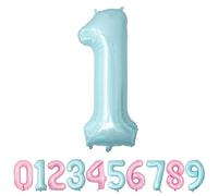 Palloncini Compleanno 1 Anni Blu Pastello Palloncino XXL Di 100 Cm Foil Gigante Numero 1 Numeri Gonfiabili Bambino Ragazzo Compleanno Anniversario Decorazione Feste (Blu Pastello)