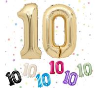 Palloncini Compleanno 10 Anni Oro Chiaro, Foil Palloncini Numeri 10, 101 CM Grande Pallone Numero 10, Decorazione Palloncino 10 Anni per Ragazze Ragazzi Festa di Compleanno Anniversario