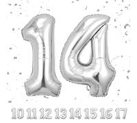 Palloncini compleanno 14 anni-40 pollici-Decorazioni Argento compleanno di un ragazzo e una ragazza di 14 anni-Pallone gonfiabile in foil 14 anni