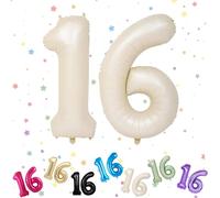 Palloncini Compleanno 16 Anni Beige, Foil Palloncini Numeri 16, 101 CM Grande Pallone Numero 16/61, Decorazione Palloncino 16 Anni per Ragazze Ragazzi Festa di Compleanno Anniversario