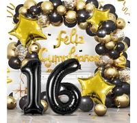 Palloncini Compleanno 16 Anni Noir - Decorazioni per Uomo e Donna - Pallone Numero Gonfiabile in Foil Beige 40 Pollici