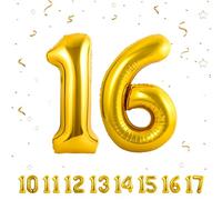 Palloncini Compleanno 16 Anni Oro - Decorazioni per Uomo e Donna - Pallone Numero Gonfiabile in Foil Beige 40 Pollici