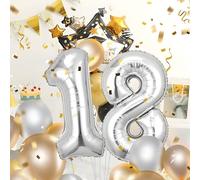 Palloncini Compleanno 18 Anni Argento - Decorazioni per Uomo e Donna - Pallone Numero Gonfiabile in Foil Beige 40 Pollici