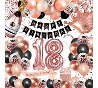 Palloncini Compleanno 18 Anni Ragazze, SWPEED Decorazioni 18 Anni Compleanno Nere in Oro Rosa Palloncino di Coriandoli per Donna 18 Anni Donne Forniture per Feste di Compleanno Adulti Riutilizzabile