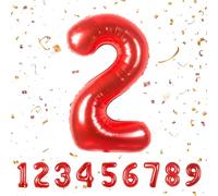 Palloncini compleanno 2 anni-40 pollici-Decorazioni Rosso compleanno di un ragazzo e una ragazza di 2 anni-Pallone gonfiabile in foil Rosso 2 anni Rosso2