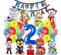 Palloncini Compleanno 2 Anni, Decorazione Compleanno Cane Patrol, Paw Dog Palloncini, Palloncino Numero 2, Striscione Happy Birthday e Decorazioni Torta come Addobbi per Feste di Compleanno Bambini