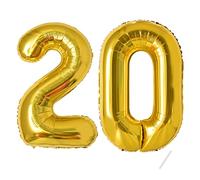 Palloncini compleanno 20 anni-40 pollici-Decorazioni compleanno di un ragazzo e una ragazza di 20 anni oro-Pallone gonfiabile in foil d'oro 20 anni.
