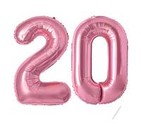 Palloncini compleanno 20 anni-40 pollici-Decorazioni compleanno di un ragazzo e una ragazza di 20 anni Rosa-Pallone gonfiabile in foil d'oro 20 anni.