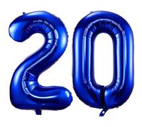 Palloncini Compleanno 20 Anni Blu Scuro, Foil Palloncini Numeri 20, 101 CM Grande Pallone Numero 20, Decorazione Palloncino 20 Anni per Uomo Donna Festa di Compleanno Anniversario - Vola con l'Elio