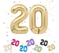 Palloncini Compleanno 20 Anni Oro Chiaro, Foil Palloncini Numeri 20, 101 CM Grande Pallone Numero 20, Decorazione Palloncino 20 Anni per Uomo Donna Festa di Compleanno Anniversario - Vola con l'Elio