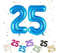 Palloncini Compleanno 25 Anni Blu, Foil Palloncini Numeri 25, 101 CM Grande Pallone Numero 25/52, Decorazione Palloncino 25 Anni per Uomo Donna Festa di Compleanno Anniversario - Vola con l'Elio