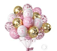 Palloncini Compleanno 3 Anni Bianco Rosa Oro, Decorazioni Festa Compleanno Decorazioni 3 Anni Compleanno per Ragazze, Bianco Rosa Oro Palloncini Compleanno 3 Anni per Decorazioni Festa 3 Compleanno