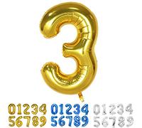 Palloncini Compleanno 3 Anni Oro Palloncino XXL Di 100 Cm Foil Gigante Numero 3 Numeri Gonfiabili Bambino Ragazzo Compleanno Anniversario Decorazione Feste (Oro)