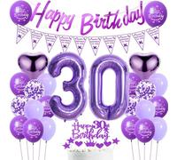 Palloncini compleanno 30 Anni Donna viola, decorazione 30 Anni compleanno Donna, palloncini 30 Anni compleanno viola, decorazione compleanno 30 Anni viola, palloncini 30 anni viola Donna