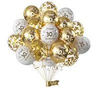 Palloncini Compleanno 30 Anni Oro e Bianco - Decorazioni Festa 30° Compleanno per Uomo, Donna, Ragazzo, Ragazza - Kit Palloncini Eleganti con Numeri, Idee Regalo per Decorazioni Torta, Tavola, Sala