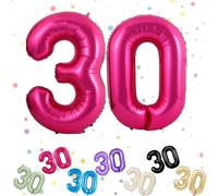 Palloncini Compleanno 30 Anni Rosa Caldo, Foil Palloncini Numeri 30, 101 CM Grande Pallone Numero 30, Decorazione Palloncino 30 Anni per Uomo Donna Festa di Compleanno Anniversario - Vola con l'Elio