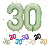 Palloncini Compleanno 30 Anni Verde oliva, Foil Palloncini Numeri 30, 101 CM Grande Pallone Numero 30, Decorazione Palloncino 30 Anni per Uomo Donna Festa di Compleanno Anniversario - Vola con l'Elio