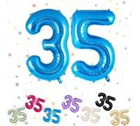 Palloncini Compleanno 35 Anni Blu, Foil Palloncini Numeri 35, 101 CM Grande Pallone Numero 35/53, Decorazione Palloncino 35 Anni per Uomo Donna Festa di Compleanno Anniversario - Vola con l'Elio