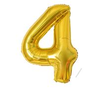 Palloncini Compleanno 4 Anni Oro 101 CM - Palloncino Numero 4 - Decorazioni Compleanno - Palloncino 4 Anni Compleanno - Vola con l’Elio