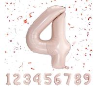 Palloncini Compleanno 4 Anni Pastello Rosa 101 CM - Palloncino Numero 4 - Decorazioni Compleanno - Palloncino 4 Anni Compleanno - Vola con l’Elio