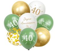 Palloncini Compleanno 40 Anni, 32 Pezzi Decorazione 40 Anni di Compleanno per Uomo Donna, Buon Compleanno 40. Palloncini, Francese Retrò Verde Salvia Confetti Oro Bianco Palloncino Decorazione con