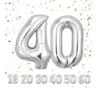 Palloncini compleanno 40 anni-40 pollici-Decorazioni Argent compleanno di un ragazzo e una ragazza di 40 anni-Pallone gonfiabile in foil 40 anni