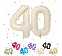 Palloncini Compleanno 40 Anni Beige, Foil Palloncini Numeri 40, 101 CM Grande Pallone Numero 40, Decorazione Palloncino 40 Anni per Uomo Donna Festa di Compleanno Anniversario - Vola con l'Elio