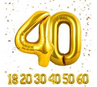 Palloncini Compleanno 40 anni Oro -101 CM Palloncino Numero 40 Gonfiabile in Foil -Decorazioni Compleanno di un uomo donna- Vola con l'Elio