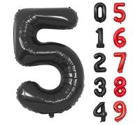 Palloncini Compleanno 5 Anni Nero Palloncino XXL Di 100 Cm Foil Gigante Numero 5 Numeri Gonfiabili Bambino Ragazzo Compleanno Anniversario Decorazione Feste (Nero)