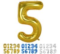 Palloncini Compleanno 5 Anni Oro Palloncino XXL Di 100 Cm Foil Gigante Numero 5 Numeri Gonfiabili Bambino Ragazzo Compleanno Anniversario Decorazione Feste (Oro)