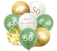 Palloncini Compleanno 50 Anni, 32 Pezzi Decorazione 50 Anni di Compleanno per Uomo Donna, Buon Compleanno 50. Palloncini, Francese Retrò Verde Salvia Confetti Oro Bianco Palloncino Decorazione con